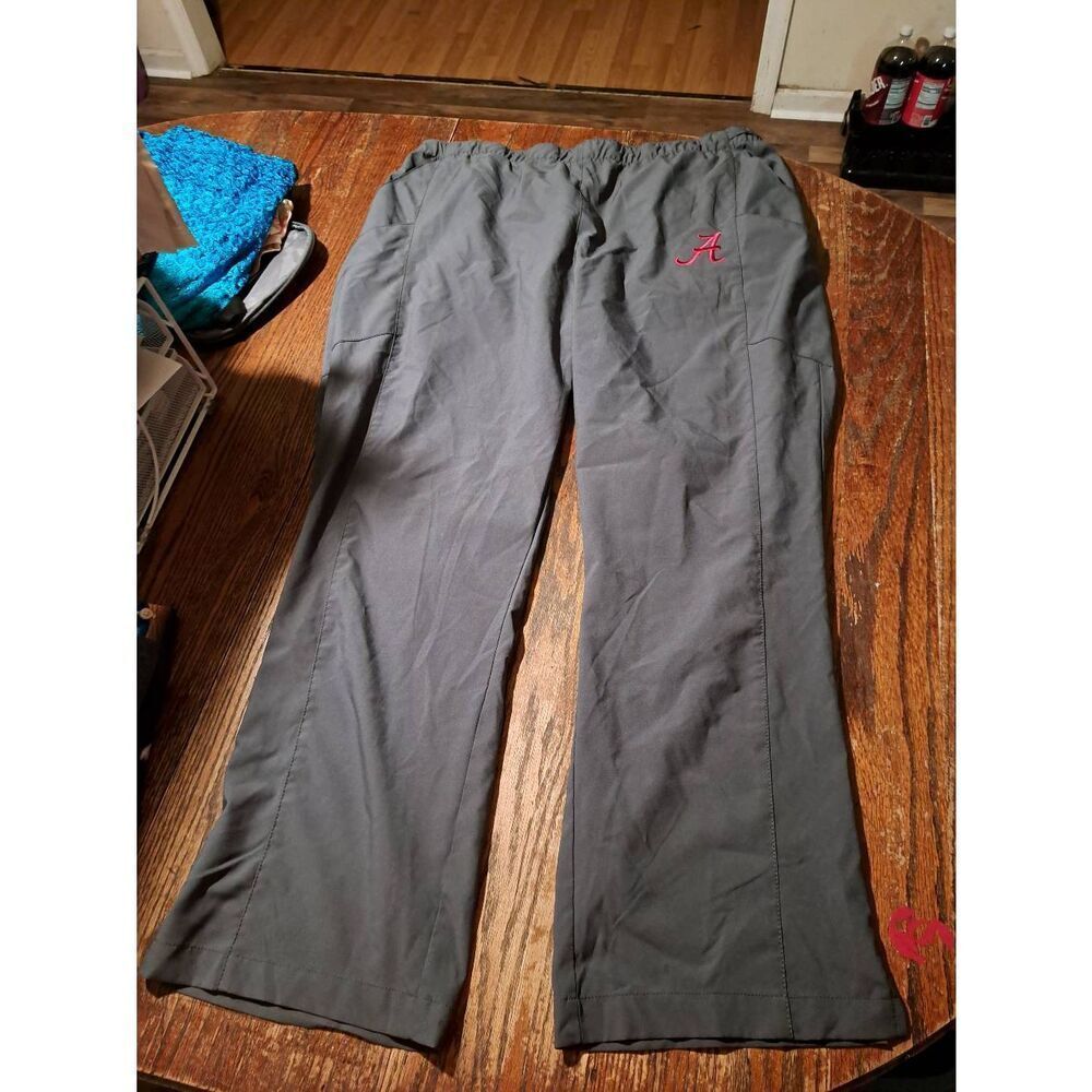 Spread Good Cheer Alabama Scrub Pants 3X Unisex Gray Red Elastic Waist Polyester